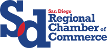 Logo of the San Diego Regional Chamber of Commerce featuring the letters "Sd" in blue with a red circle, along with the full name underneath.