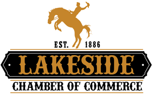 Lakeside Chamber of Commerce logo featuring a cowboy on a bucking horse.